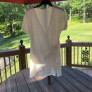 VICI- Linen, ivory colored wrap dress
